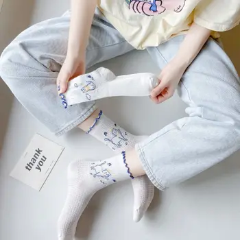 Študent Preprost Dihanje Harajuku Moda Japonski Mačka Vzorec Bombažne Nogavice Dekleta Očesa, Nogavice, Kratke Nogavice