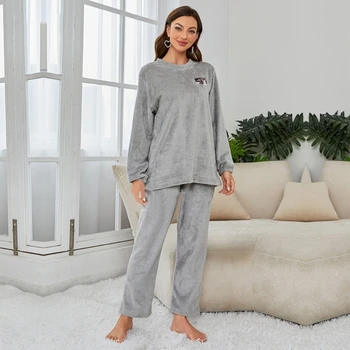Ženske Coral Runo Pižamo Pozimi Toplo Pižamo Svoboden Sleepwear Loungewear