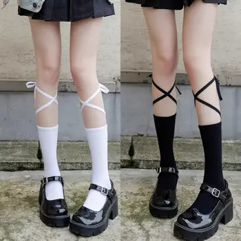 1Pairs Ženske nogavice Japonski in korejski sladko barva križa kravato sredine dolžina nogavic