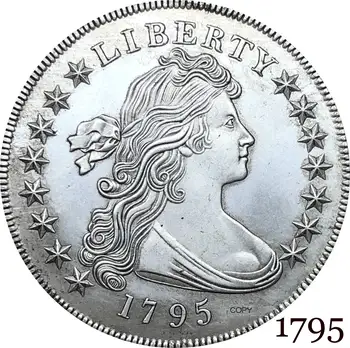 Združene Države Amerike Kovanec 1795 Svobode Draped Bankrot En Dolar Majhnega Orla Cupronickel Silver Plated Kopijo Kovancev