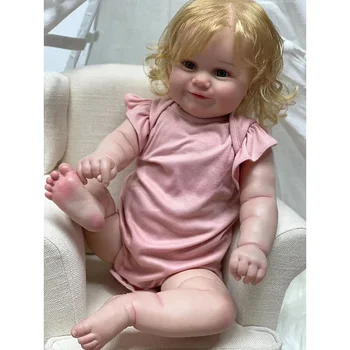 60 CM Prerojeni Lutke Otroka Maddie z Blond Lasje Resnično Videti Lutke Otroka Muñecas Bebe Prerojeni 3D Barvanje Vidnih Žil Igrače Dekle