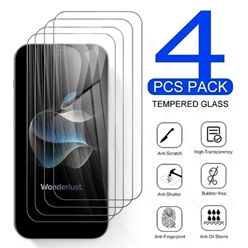 4PCS 9H Premium Kaljeno Steklo Za Apple Iphone 15 Max Pro Plus Safty Oklep Screen Protector eksplozijam HD Film Straže Kritje