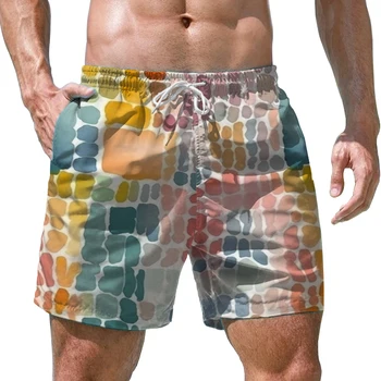 Barvni šivi 3D tiskanih moške hlače priložnostne moške hlače modni trend svoboden moške kratke hlače za poletje nove moške hlače