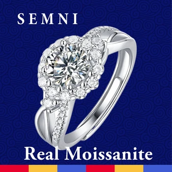 SEMNI 1.0 CT Resizeable Moissanite Obroč Za Ženske Življenju Peneče Lab Diamond 925 Sterling Srebro Fine Nakit Anillos