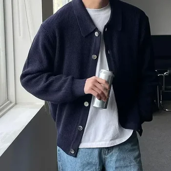 Moški Pulover Plašč Korejske Modne Pletene Plašči Moške Ulične Slim Fit Priložnostne Jopico Coats
