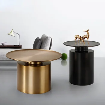 Nordijski krog strani iz nerjavečega jekla majhno mizico, minimalističen italijanski dnevna soba kotu svetlobe luksuzni kombinacija kotu kabini