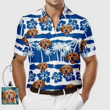 Po meri Tropskih Cvetlični Aloha Majica z Obraza za Moške Osebno BF Mož je Fotografija Moške Hawaiian Beach Cvet Drevo Majice