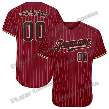 Po meri Ekipa Ime in Številko, Crimson tanka linija Black 3D Tiskanih Mens Baseball Jersey Hip Hop Ulične Unisex Baseball Majica KS-56