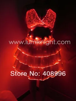 Seksi optičnih vlaken tkanine svetlobna corsage LED obleko kostum pustni ženske led-obleke-svetlobna-kostumi