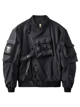 Bog Smrti Bomber Jakno Prsih Pocket Techwear Moških Punk Hip Hop Taktično Ulične Black Universitet Jopiči Prevelik MA1 Coats