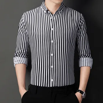 2023 Nove Srajce za Moške Oblačila korejski Slim Fit Pol Sleeve Majica Moški Priložnostne Plus Velikost Podjetja Formalno Obrabe Srajca Homme