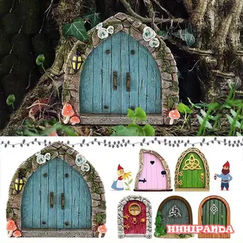 Lutke Mini Doma Okraski Lesa Pravljice, Elf Vrata Pravljica Vrata Vrata Dekor Obrti Okraski Na Prostem Vrt, Dvorišče Dekor