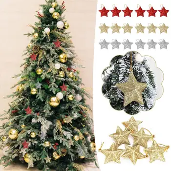 6Pcs Bleščice Pentagram Božično Drevo Okraski Visi Obesek Božično Dekoracijo Za Dom Navidad Novo Leto Stranka Dobave