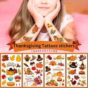 10pcs Zahvalni Tetovaže nalepke Listov Tetovaže Turčija Dan Dekoracijo Pridelek Javor Stranka Dekor Potrebščine za Otroke Darilo