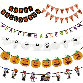 Happy Halloween Letter Banner Bučna Duha Lobanje Grozo Bunting Garland za Scary Halloween Party Bar Uklet Hiša Dekoracijo