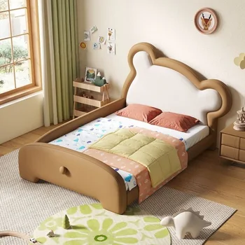 Otroška postelja Risanka soba Usnje posteljo Fantje Dekleta Ustvarjalni dom Študent postelja iz Masivnega lesa postelja