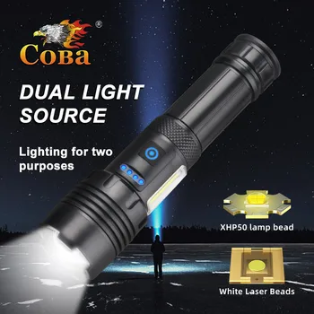 COBA Super XHP120 Močna Led Svetilka XHP90 High Power Baklo Luči za ponovno Polnjenje Taktično Svetilko 18650 Usb Lučka za Kampiranje