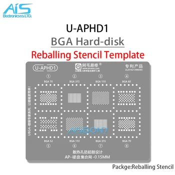 U-APHD1 BGA Reballing Šablona Za iPhone Nand Telefon X XS XR 11 12 13 14 pro Trdi Disk Popravilo Spajkanje Predlogo Tin Rastlin Jekla Neto