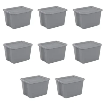 18 Galono Plastične Posode za Shranjevanje Tote Box za Shranjevanje Bin, Titan, Sklop 8 Škatla za Shranjevanje