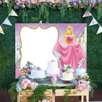 Disney Sanjski Grad Bleščice Ozadje Trnuljčica Aurora Risanka Roza Obleka Princess Happy Birthday Party Ozadju Banner