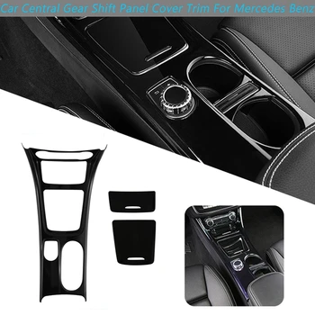 3Pcs Gloss Black Avto Centralne Prestavna Vode, Skodelico Imetnika Plošča Pokrov Trim Za Mercedes Benz CLA GLA Razred obdobje 2013-2018