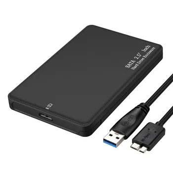 Črna 2.5-Palčni HDD Box USB 3.0 SATA Trdi Disk Zunanji Okrov za Visoke Hitrosti HDD Primeru Podpira Do 2TB, Brez Vijakov Za PC