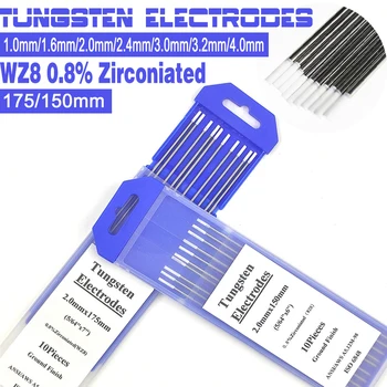 10Pcs WZ8 za 0,8% Zirconiated (Bela) Elektrode TIG Varjenje Palice 1.0/1.6/2.0/2.4/3.0/3.2 Zlato Tig Elektrode za Tig Varjenje