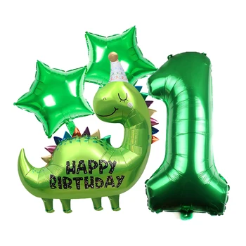 4pcs Baby Dinozaver Baloni 1-9 Rojstni dan Število Mylar Star Folija Balon Dino Stranka Dobave Odlikovanja
