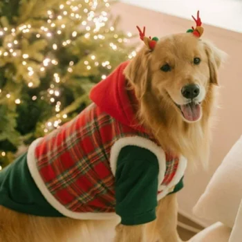 Big Dog Božič Oblačila Pozimi Zlati Lasje Hripav Labradorca, Srednje in Velike Pse Novo Leto Bombaž Oblačila Telovnik