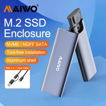 MAIWO M. 2 NVMe NGFF SSD Ohišje USB 3.1 Tip C Zunanje Primeru M2 SSD Trdi Disk Kritje HDD Škatla za Shranjevanje s Kovinskimi hladilnega telesa