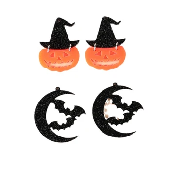 10Pcs/veliko Akril Halloween Čar Bučna Lobanja, Black Moon Bat Obesek DIY Nakit Kar Za Keychain Uhani, Ogrlica