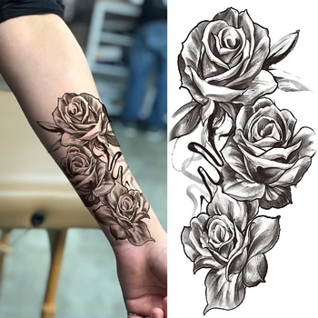 Black Rose Roko Začasne Tetovaže Za Ženske Odraslih Dekle Pajek Metulj Ponaredek Tatoo Exy Realne Body Art Okras Tattoo Papirja
