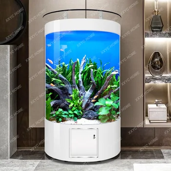 Dnevna Soba Doma Fish Tank Semi-Cilindrično Steno Montiran Vertikalno Spremembo-Aquarium Brezplačno