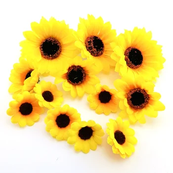 10x Velika Svilena Sončnično Umetno ponaredek Daisy Cvet Glave Za DIY Poroko Polje Dekoracijo Headmade Opremo doma cvetje