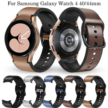 Trak Za Samsung Galaxy Watch 4 40 44 Watch4 Classic 42 46mm Mehki Silikonski+Usnje Pasu Zapestnica Manšeta Correa Zamenjava