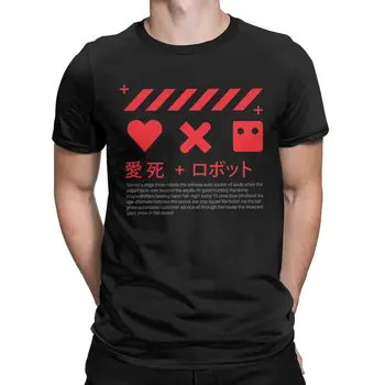 Ljubezen, Smrt Roboti Tshirt Z Japonsko Besedilo, t majica za moške Smešno, 100% Cotton Tee O Vratu Kratek Rokav T Shirt Plus Velikost Oblačila