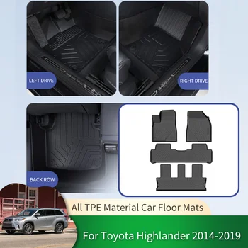 TPE Polno Surround Avto Nepremočljiva nedrseča Talna Obloga Zaščitna Linijskih Foot Pad Preproga za Toyota Highlander Kluger XU50 2014~2019
