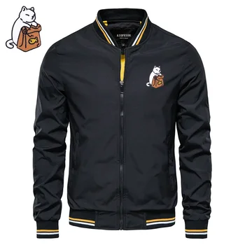 Nova jakna Mačka vezenje hip hop moška jakna Pomlad jesen high-end podjetja jakna modne blagovne znamke Svoboden moški baseball jakna