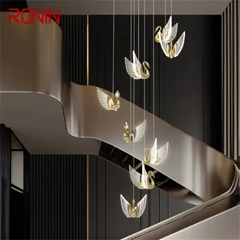 RONIN Nordijska Ustvarjalne Swan Obesek Svetlobe Stopnicah Lestenec Visi Sodobne naprave za Dom Jedilnica