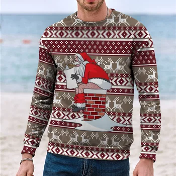 2023 Božič Oblačila Moški pulover s kapuco 3d Tiskanih Snežaka Udobno Svoboden Velikosti Nekaj Slog Posadke Vratu Majica